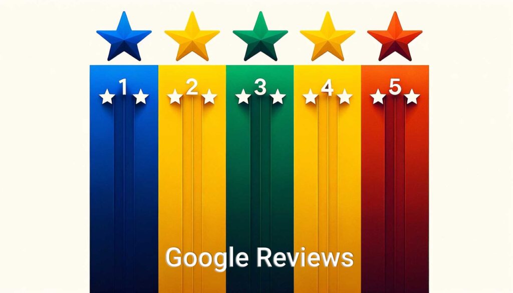 Google reviews from 1 to 5 stars