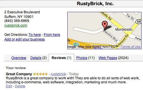 Google map reviews screenshot